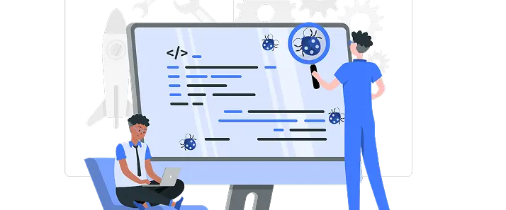 インターネット上でサポートを行うイラスト