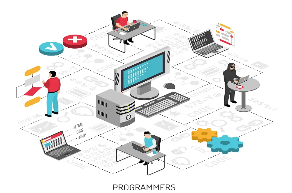 PCやサーバーなどのネットワークが繋がっているイラスト